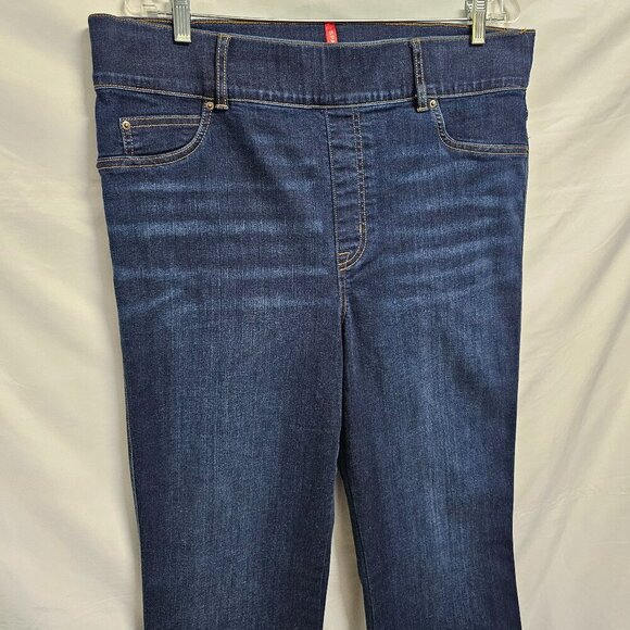 Spanx Wide Leg Pull On Women Jeans Size 1X Tall Blue Distressed Cotton - Picture 5 of 15